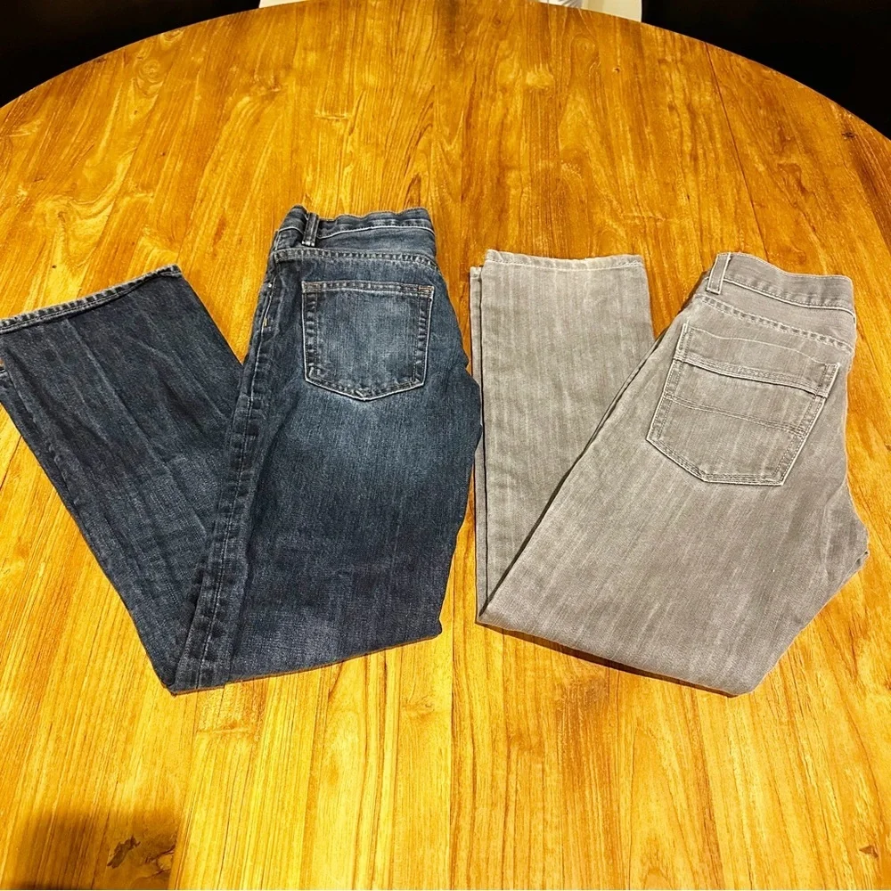 Two Pairs Boys Denim Jeans Straight Leg Blue Gap‎ Grey Denizen Levi’s